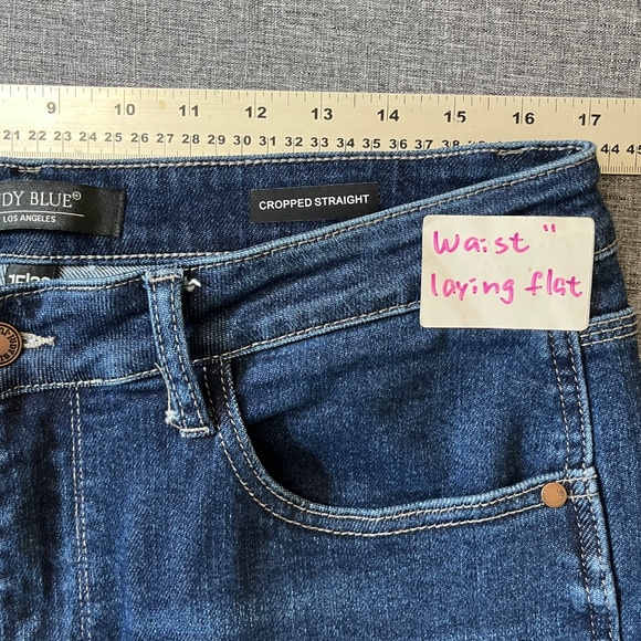 Judy Blue Cropped Straight Frayed Hem Jeans - Women's Size 15 / 32 - Blue - Picture 7 of 10